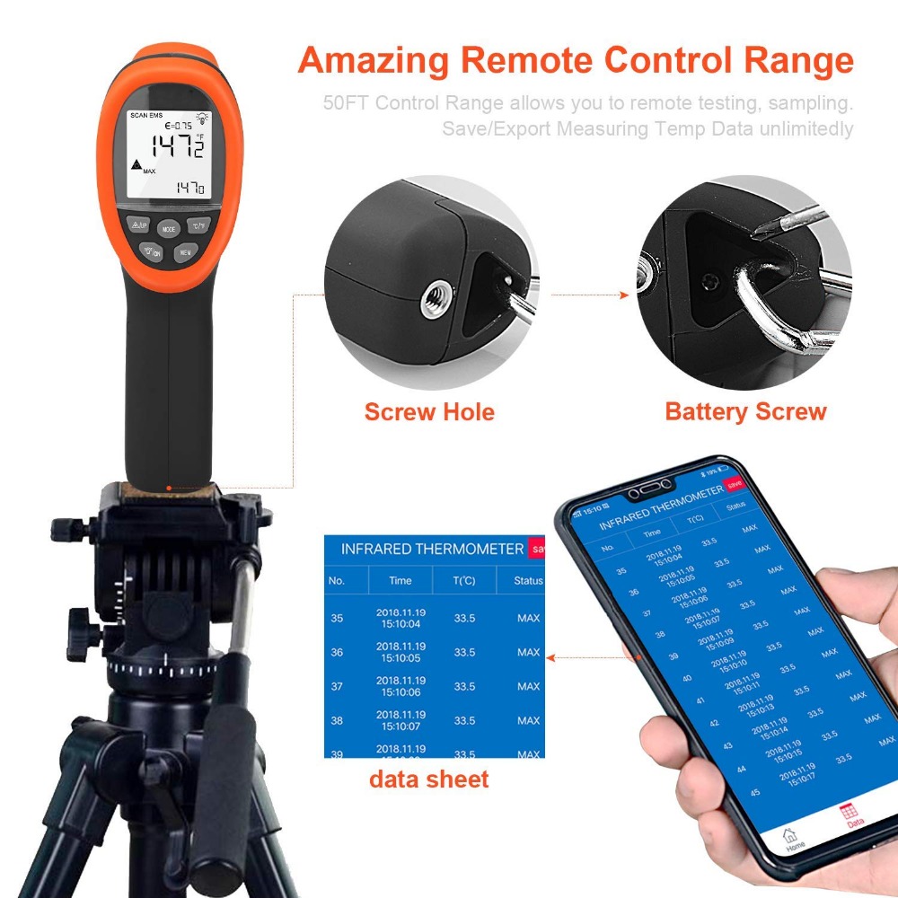 Industrial Laser Thermometer - BTMETER 디지털 고온계 비접촉 IR 온도계