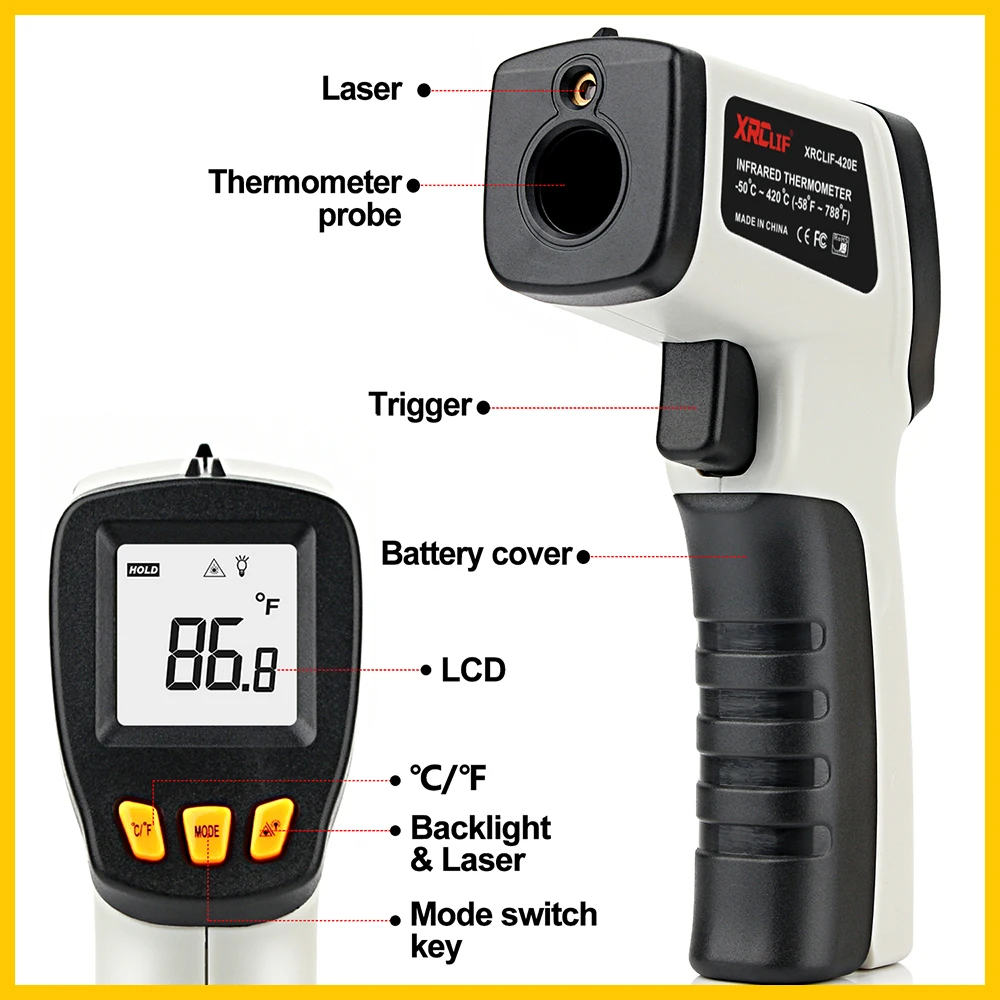 XRCLIF 비접촉 고온계 레이저 적외선 온도계, 계량 - Industrial Laser Thermometer 리뷰 및 가격