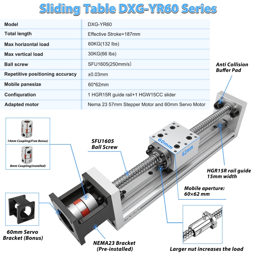 고정밀 0.03mm 미니 리니어 가이드 슬라이딩 테이블 - Servo Motor Cnc 리뷰 및 가격