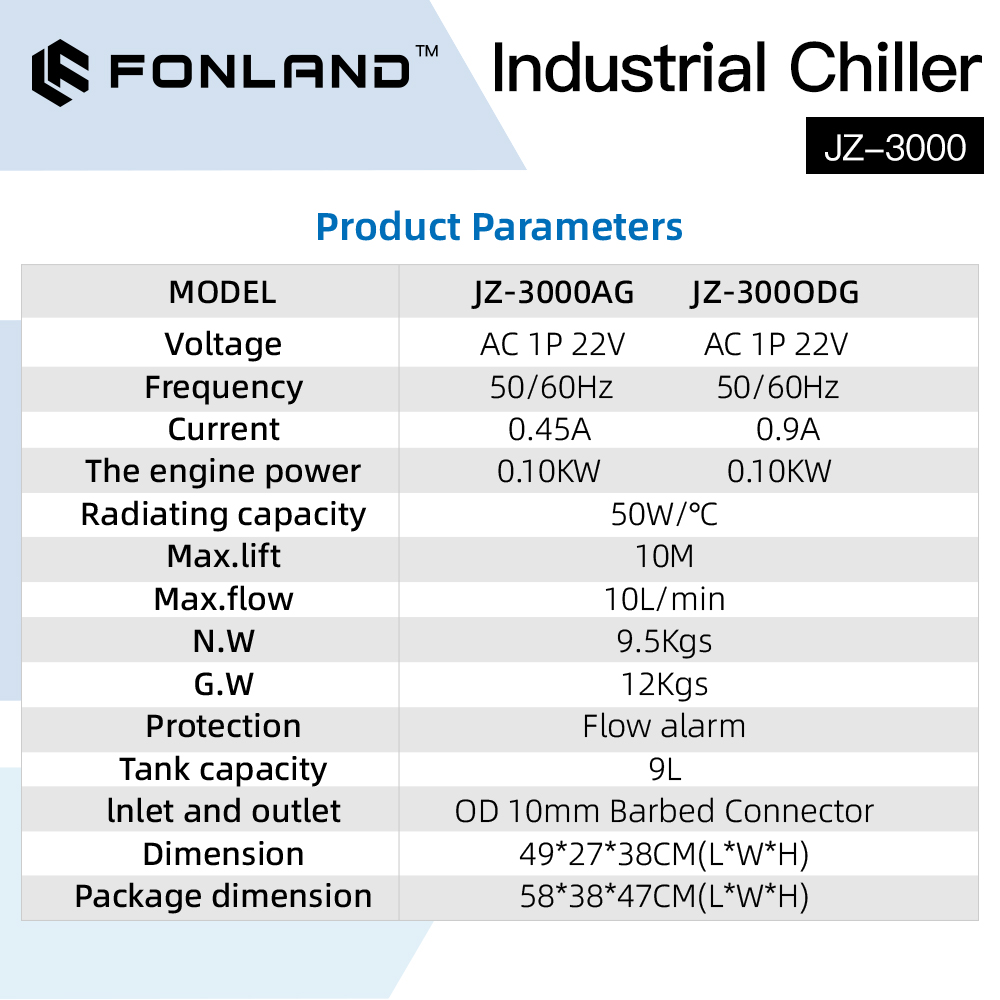 FONLAND JZ-3000 DG110V AG220V  - Laser Industrial Chiller 리뷰 및 가격